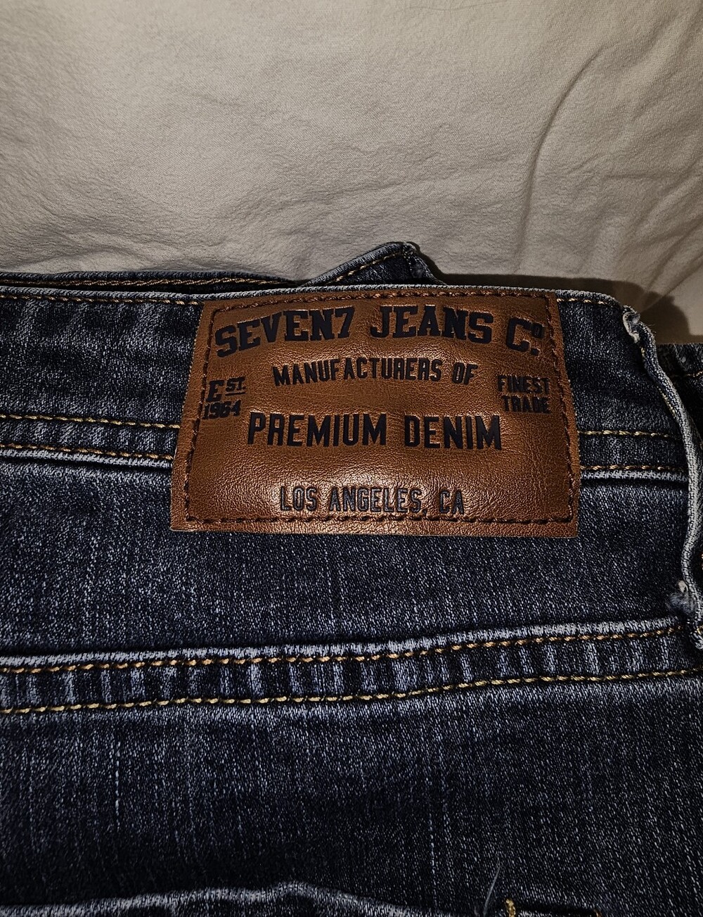 Seven7 Dark Blue Denim Jeans with Leather Brand Patch Qty 3